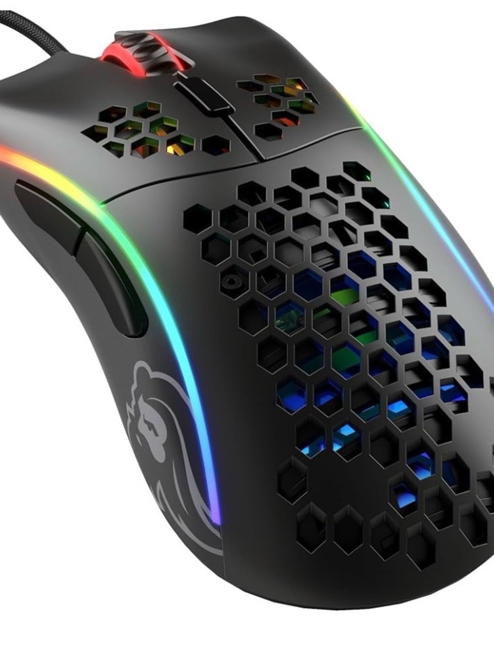 Model D Black Gaming Mouse by - Lightweight Honeycomb Design